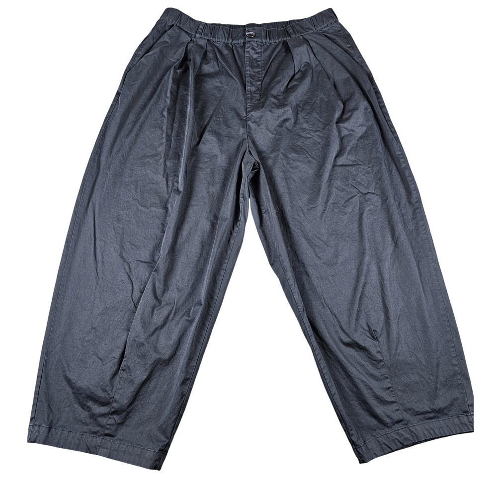 Maeve Pants Womens Large Black Cropped Tapered Pleated Relaxed Fit Turkey